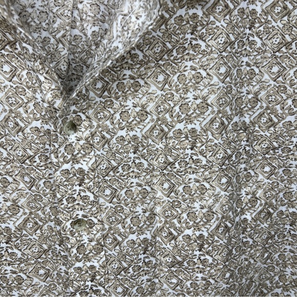 Roundtree & Yorke Linen Button Down Shirt Tan & White 2XB - Picture 5 of 6